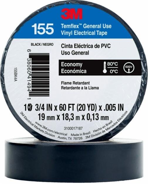 Cinta Aislar Negra De 18 m, TemFlex, 3M [3M155]