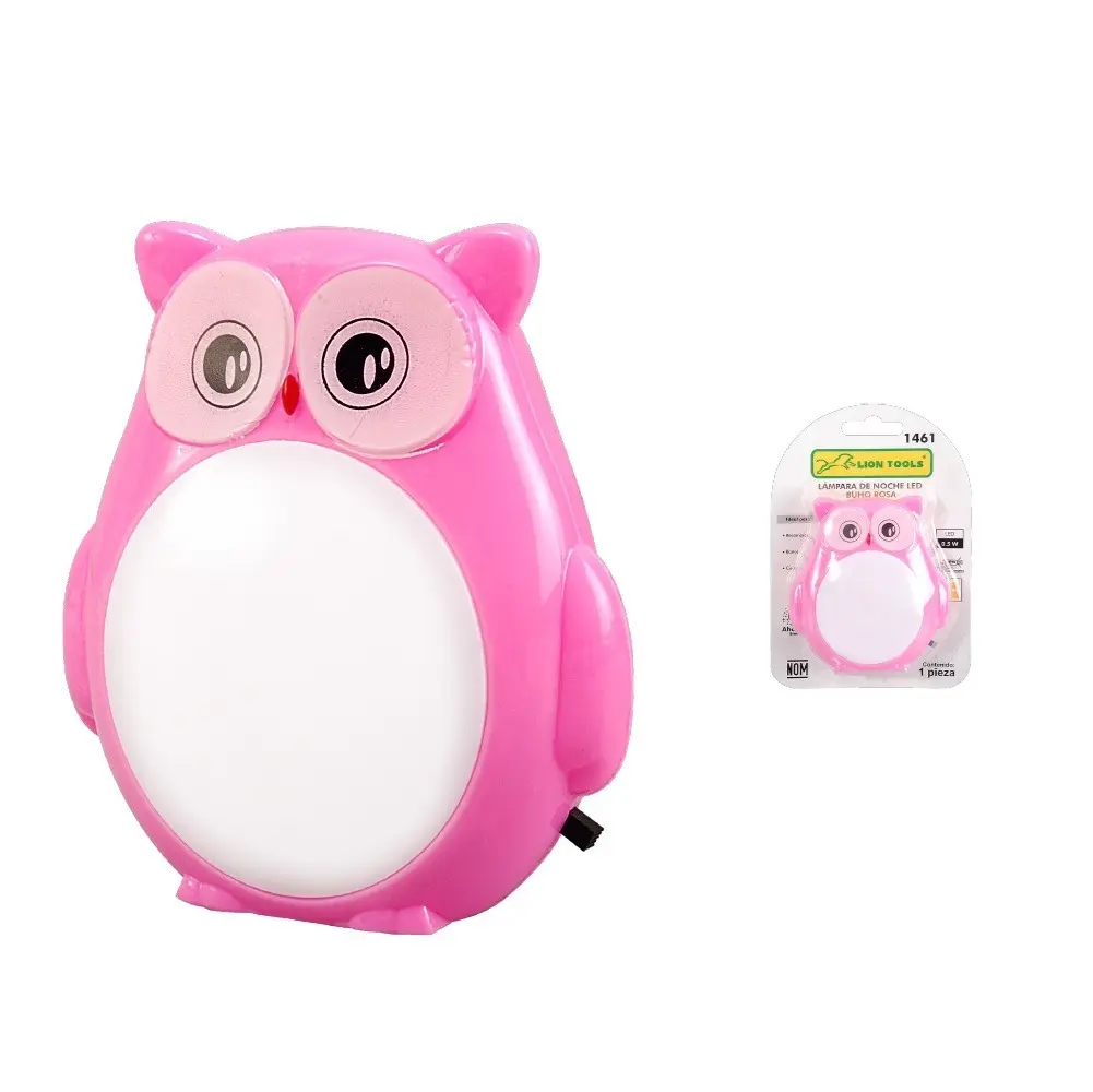 Lampara De Noche Led, Búho Rosa, 0.5 W, Lion Tools [L1461]