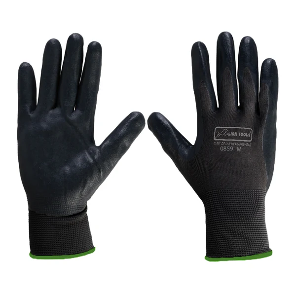 Guantes De Nylon Recubiertos De Nitrilo, Mediano, Lion Tools [L0859]