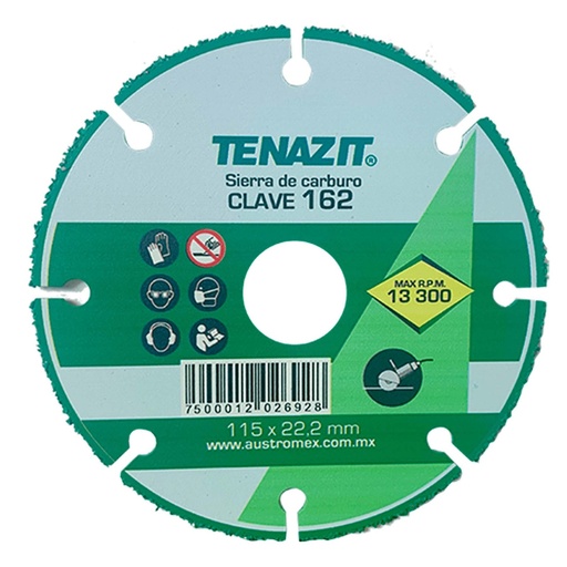 [162] Disco 4 1/2" Multimaterial De Carburo Para Esmeril, Tenazit [162]