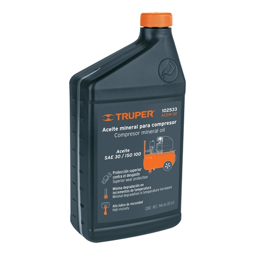 [102533] Aceite Mineral Para Compresor, 946ml (32oz), Truper [102533]