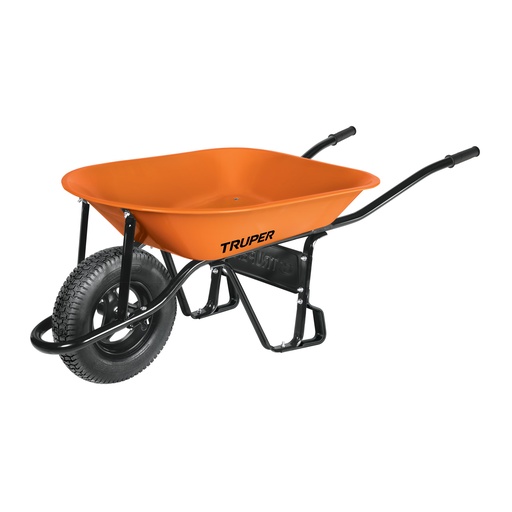 [11740] Carretilla 4.5 ft3 Neumática Reforzada, Bastidor Tubular, Naranja, 580 Kg, Truper [11740]